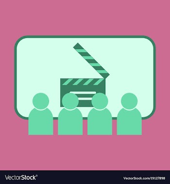 Flat icon people in cinema vector image