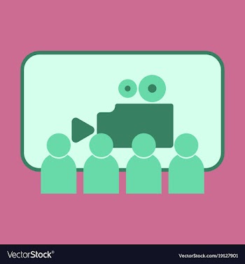 Flat icon people in cinema vector image