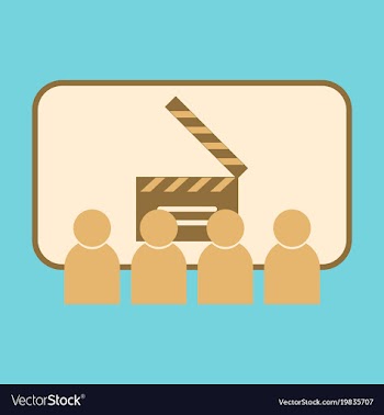 Flat icon people in cinema vector image