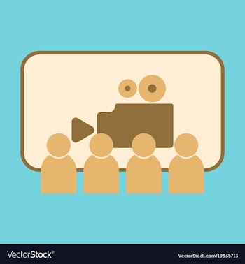 Flat icon people in cinema vector image