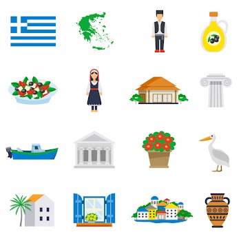 Flat icon set greece