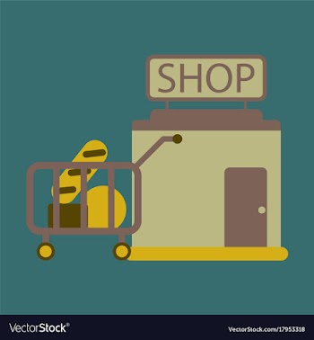 Flat icon shop cart with food vector image