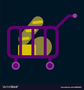 Flat icon shop cart with food vector image