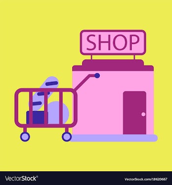 Flat icon shop cart with food vector image