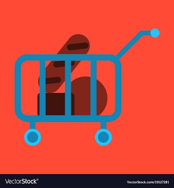 Flat icon shop cart with food vector image