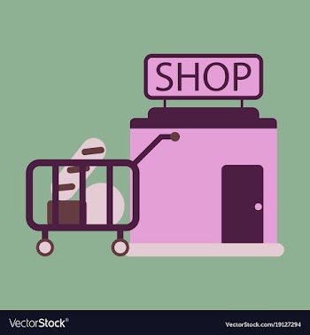 Flat icon shop cart with food vector image