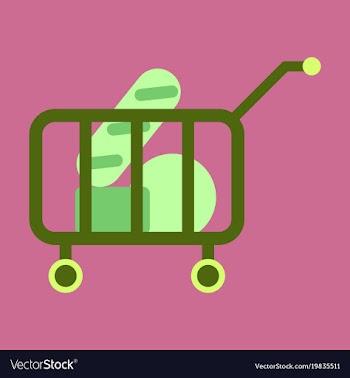 Flat icon shop cart with food vector image