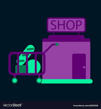 Flat icon shop cart with food vector image