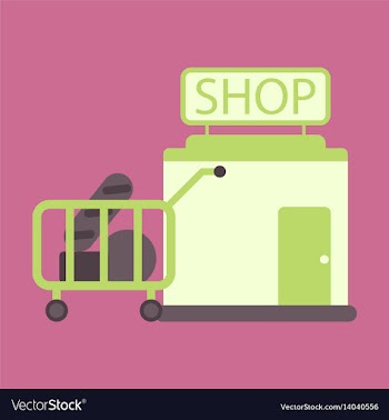 Flat icon shop cart with vector image