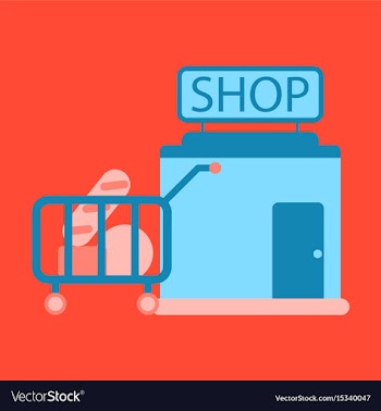 Flat icon shop cart with vector image