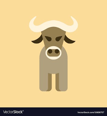 Flat icon stylish background cartoon bull vector image