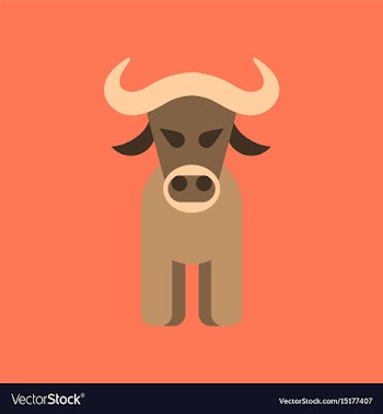Flat icon stylish background cartoon bull vector image