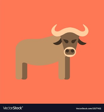 Flat icon stylish background cartoon bull vector image