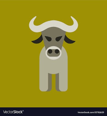 Flat icon stylish background cartoon bull vector image