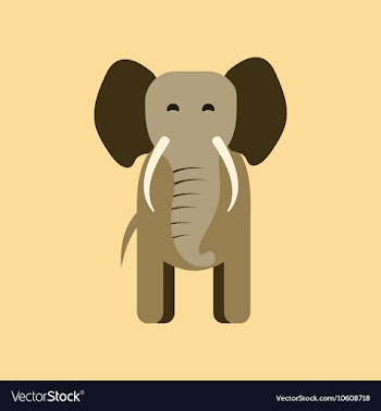 Flat icon stylish background cartoon elephant vector image