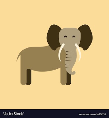 Flat icon stylish background cartoon elephant vector image
