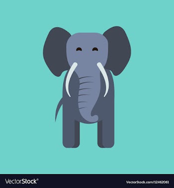 Flat icon stylish background cartoon elephant vector image