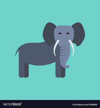 Flat icon stylish background cartoon elephant vector image