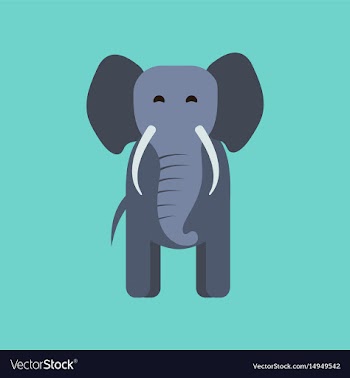 Flat icon stylish background cartoon elephant vector image