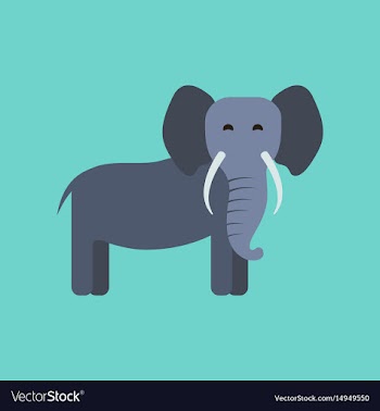 Flat icon stylish background cartoon elephant vector image