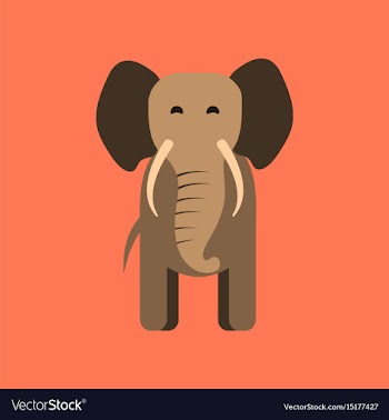 Flat icon stylish background cartoon elephant vector image