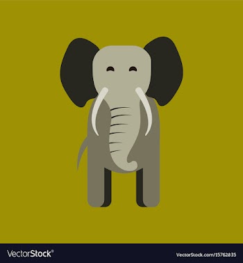 Flat icon stylish background cartoon elephant vector image