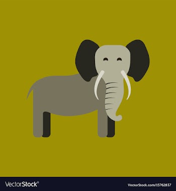 Flat icon stylish background cartoon elephant vector image