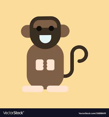 Flat icon stylish background Cartoon monkey vector image