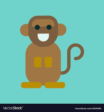 Flat icon stylish background cartoon monkey vector image