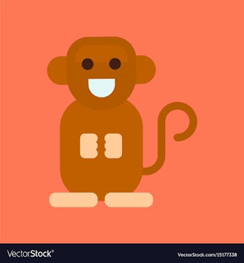 Flat icon stylish background cartoon monkey vector image
