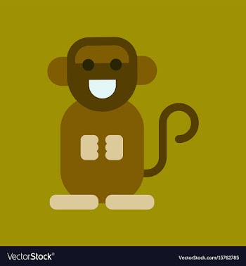 Flat icon stylish background cartoon monkey vector image