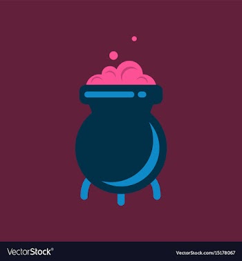 Flat icon stylish background cauldron witches vector image