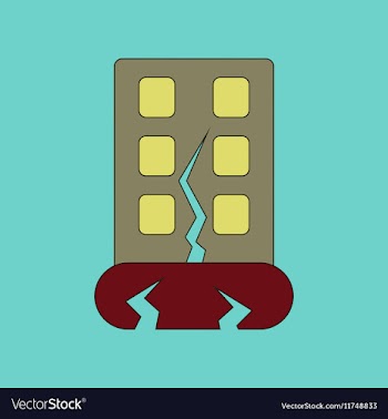 Flat icon stylish background earthquake house vector image