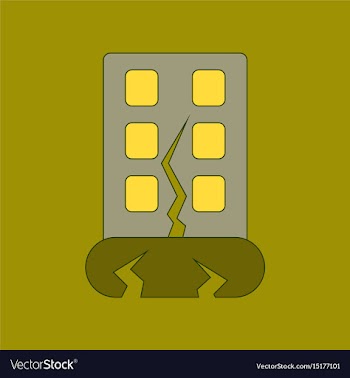 Flat icon stylish background earthquake house vector image