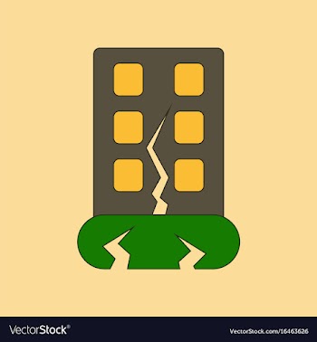 Flat icon stylish background earthquake house vector image