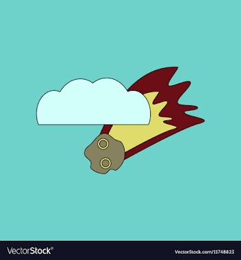 Flat icon stylish background falling meteorite vector image