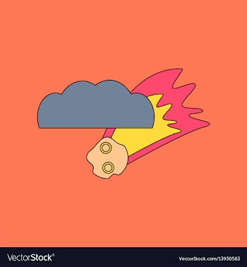 Flat icon stylish background falling meteorite vector image