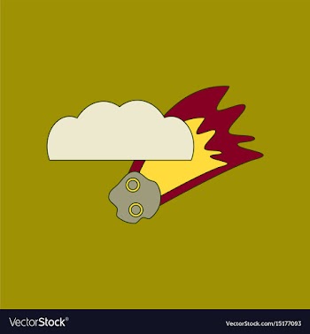 Flat icon stylish background falling meteorite vector image