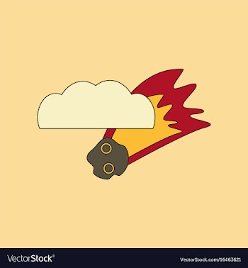 Flat icon stylish background falling meteorite vector image