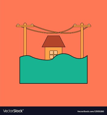 Flat icon stylish background flood house vector image