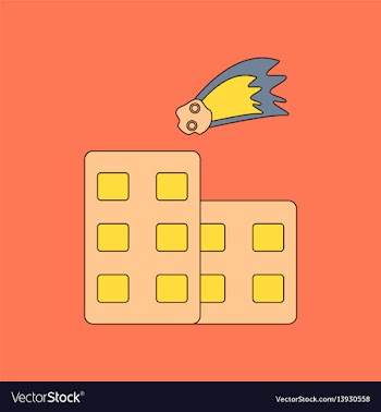 Flat icon stylish background meteorite falling on vector image