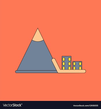 Flat icon stylish background mountain avalanche vector image