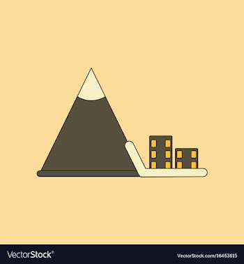 Flat icon stylish background mountain avalanche vector image