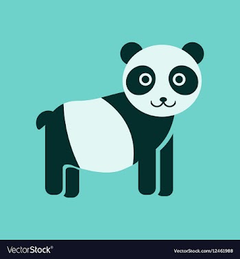 Flat icon stylish background Panda bear vector image