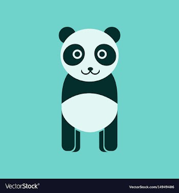 Flat icon stylish background panda bear vector image