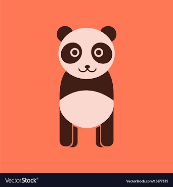 Flat icon stylish background panda bear vector image