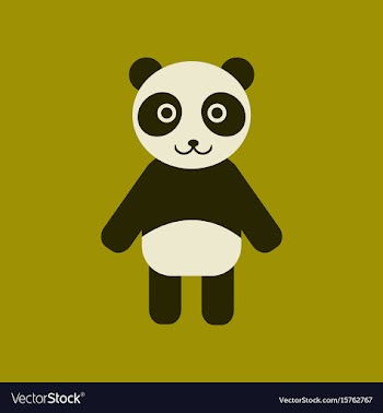 Flat icon stylish background panda bear vector image