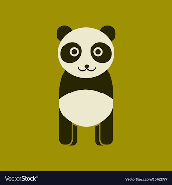 Flat icon stylish background panda bear vector image
