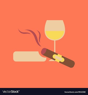 Flat icon stylish background poker cigar glass of vector image
