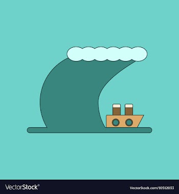 Flat icon stylish background ship storm vector image